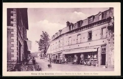 AK La Courtine, Avenue de la Gare, Entrée du Camp