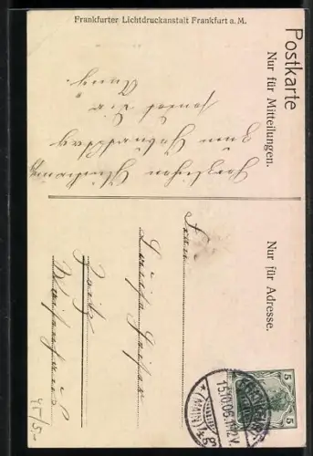 AK Frankfurt a. M., Strassenbahn vor der Hauptpost