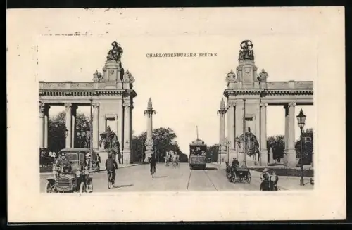 AK Berlin, Strassenbahn an der Charlottenburger Brücke