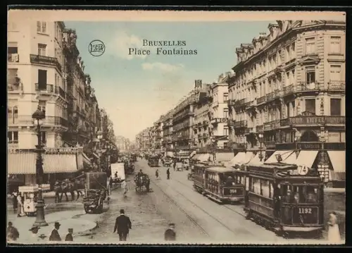 AK Bruxelles, Place Fontainas, Strassenbahn