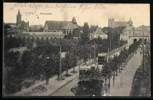 AK Douai, Panorama, Strassenbahn