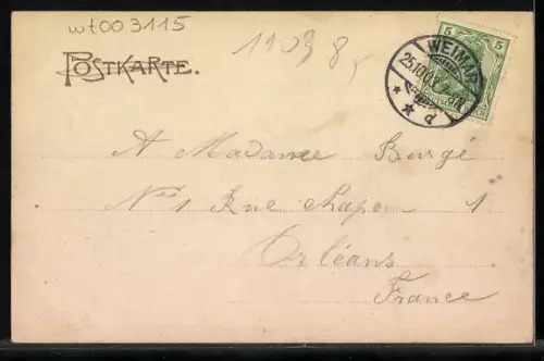 AK Weimar, Strassenbahn vom Bahnhof gesehen