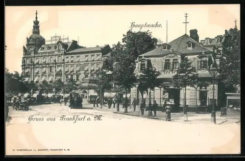 AK Frankfurt a. M., Hauptwache mit Strassenbahn