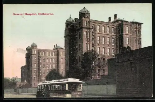 AK Melbourne, General Hospital, Strassenbahn