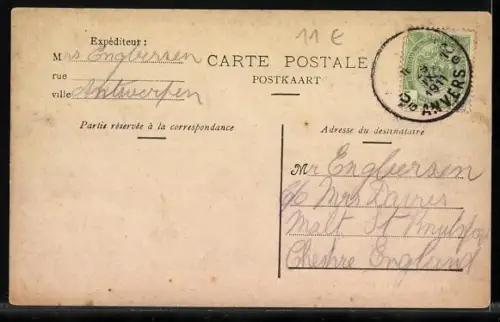 AK Anvers, Place et Pont de Meir, Strassenbahn