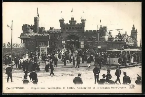 AK Ostende, Hippodrome Wellington, Strassenbahn