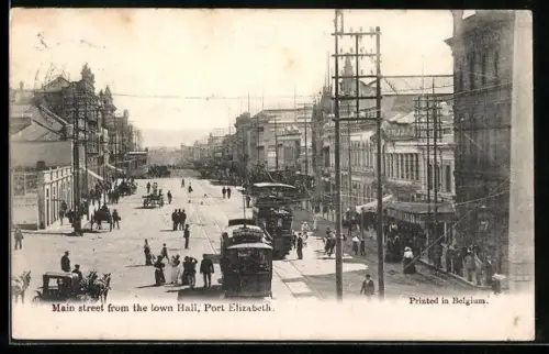 AK Port Elizabeth, Main street from the town Hall with trams