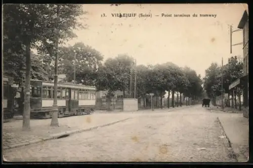 AK Vilejuif /Seine, Point terminus du tramway, Strassenbahn