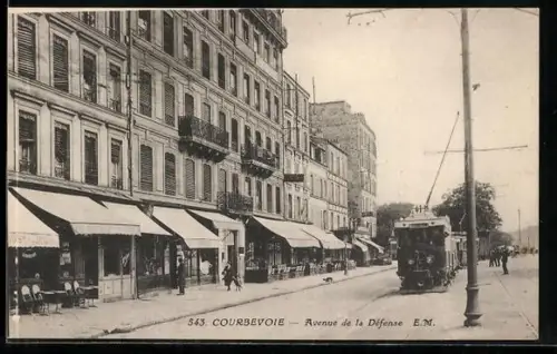 AK Courbevoie, Avenue de la Défense, Strassenbahn