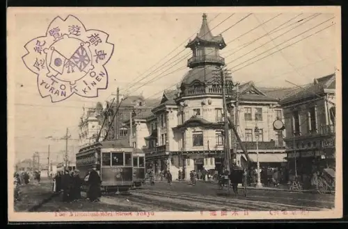 AK Tokyo, The Nihonbashitori Street, Strassenbahn