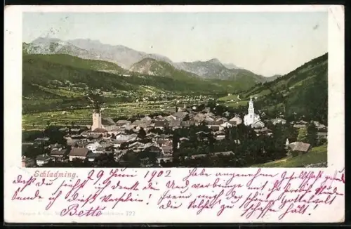 AK Schladming, Gesamtansicht mit Bergpanorama