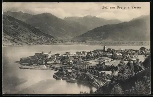 AK Zell am See, Totalansicht gegen d. Tauern