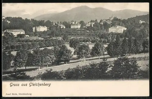AK Gleichenberg, Ortsansicht mit Umgebung aus der Vogelschau