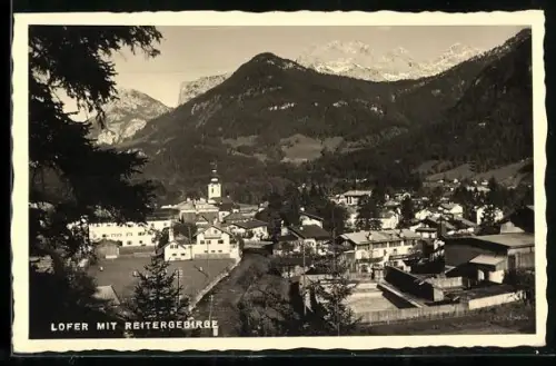 AK Lofer, Totalansicht mit Reitergebirge