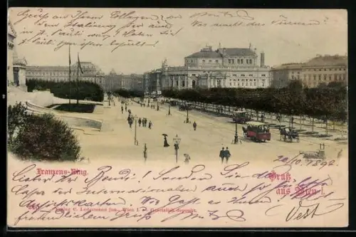 AK Wien, Franzensring, Panorama mit Pferdebahn