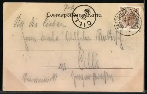 AK Salzburg, Teilansicht mit Burg aus der Vogelschau