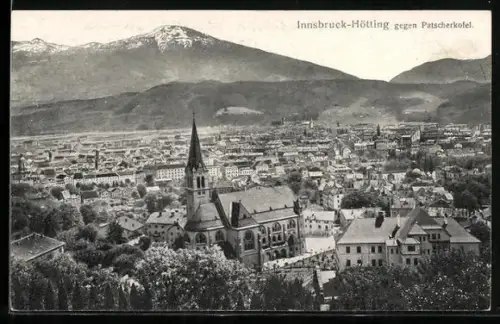 AK Innsbruck, Hötting, Totalansicht gegen Patscherkofel