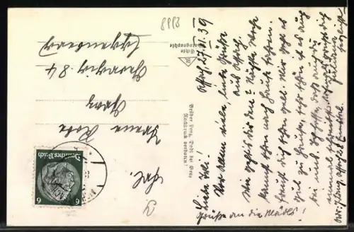 AK Aich /Steiermark, Assach im Ennstal, Gesamtansicht mit Dachsteingebirge