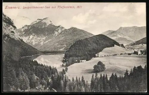 AK Eisenerz, Leopoldsteiner See mit Pfaffenstein