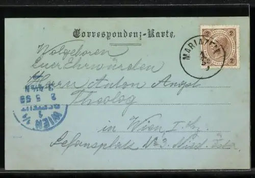 Mondschein-AK Mariazell, Erlafsee mit Ufergebäuden