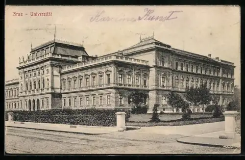 AK Graz, Universität, Ansicht von der Strasse