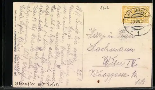 AK Altaussee, Ortsansicht mit Lofer aus der Vogelschau