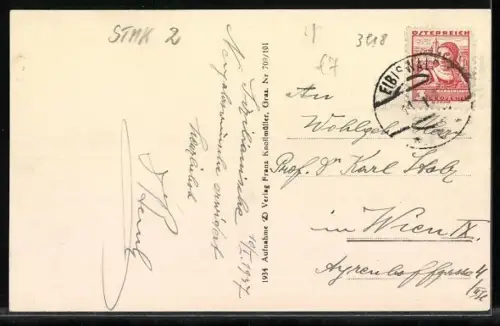 AK Eibiswald, Ortsansicht mit Kirchturm