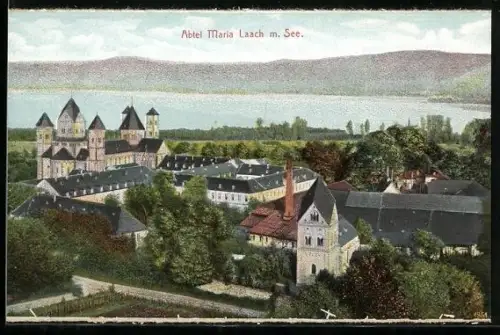 AK Maria Laach, Abtei mit See aus der Vogelschau