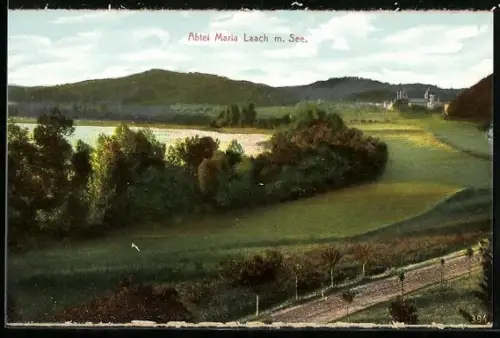 AK Maria Laach, Abtei und Seepartie mit Umgebung