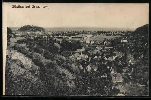 AK Gösting bei Graz, Totalansicht aus der Vogelschau