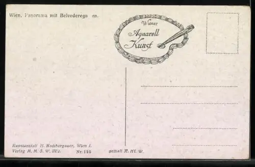 Künstler-AK Wien, Stadtpanorama, Ansicht vom Belvedere aus