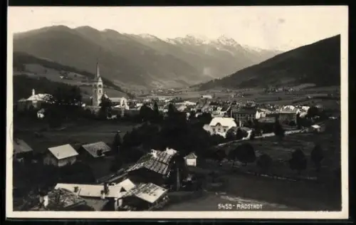 AK Radstadt, Gesamtansicht mit Bergpanorama