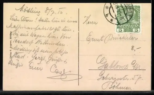 AK Mödling, Teilansicht mit Kirche