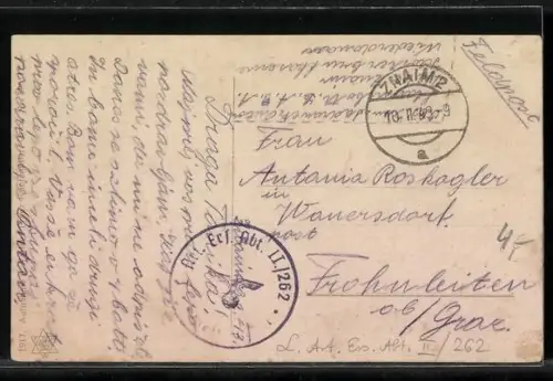 AK Bruck a. Mur, Ortsansicht mit Feldern u, Bergen