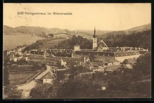 AK Heiligenkreuz /Wienerwald, Stift und Ort aus der Vogelschau