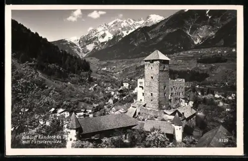 AK Landeck /Tirol, Schloss Landeck mit Ort und Parseierspitze