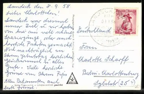 AK Landeck /Tirol, Schloss Landeck mit Ort und Parseierspitze