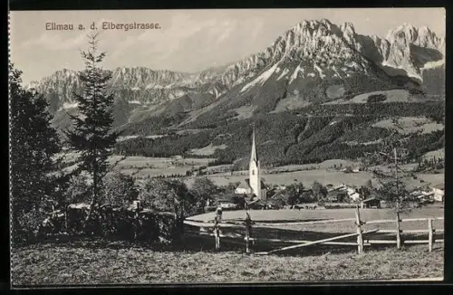 AK Ellmau a. d. Eibergstrasse, Ortsansicht mit Kirche