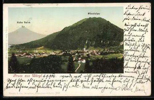 AK Wörgl, Panorama mit Hohe Salve und Mösslalpe