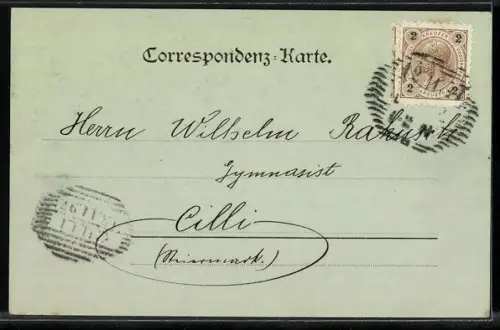 Mondschein-AK Linz a. D., Stadtpanorama mit Brucke aus der Vogelschau