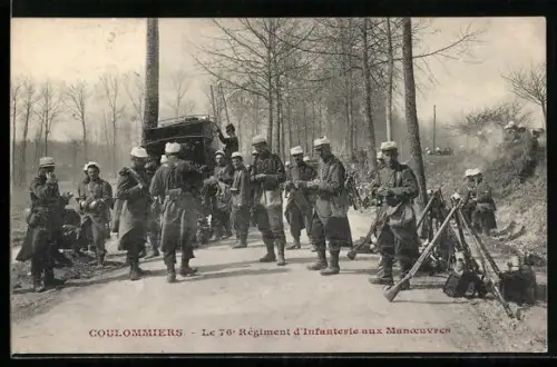 AK Coulommiers, Le 76e Régiment d`Infanterie aux manoeuvres
