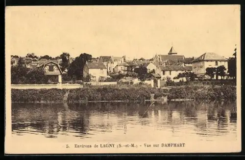 AK Dampmart /Lagny, Vue sur le village depuis la rivière