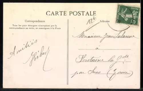 AK Dammarie-les-Lys, Entrée de la rue de Farcy avec église et commerces animés