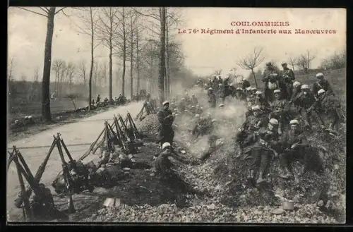 AK Coulommiers, Le 76e Régiment d`Infanterie aux Manoeuvres