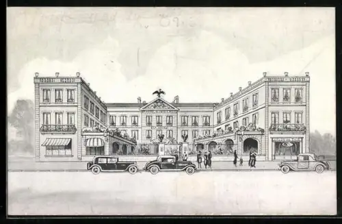 AK Fontainebleau /S.-et-M., Grand Hôtel de l`Aigle Noir avec voitures anciennes devant l`entrée