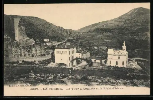 AK La Turbie, La Tour d`Auguste et le Righi d`hiver