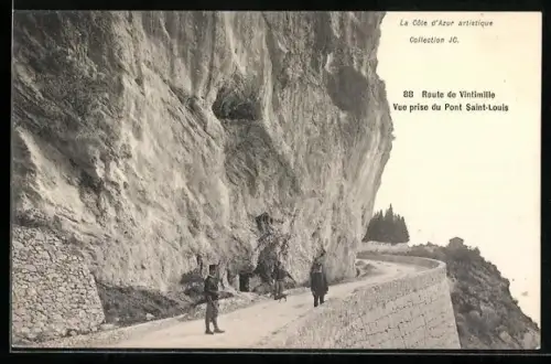 AK Vintimille /Côte d`Azur, Route de Vintimille, Vue prise du Pont Saint-Louis