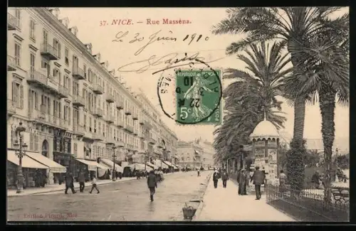 AK Nice, Rue Masséna, Strassenpartie