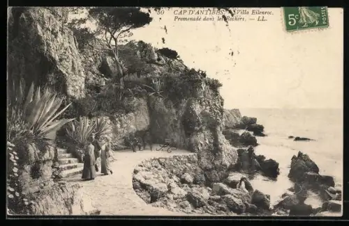AK Cap d`Antibes, Villa Eilenroc, Promenade dans les Rochers