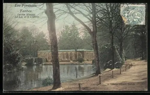 AK Tarbes, Les Pyrénées, Jardin Massey, Le Lac et le Cloître